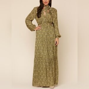 BEULAH Paisley Front Tie Lined Maxi Dress, Size: Med/ Large